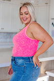 Effortless Reversible Mineral Wash Ribbed Tank in Neon Coral