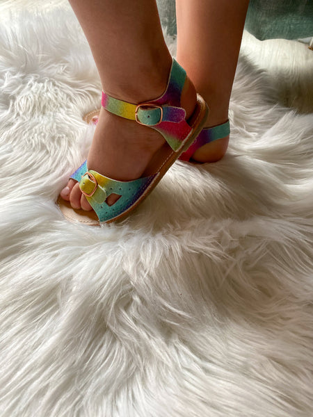 ⭐️Wholesale⭐️ Faith Rainbow Leather Sandals and Hair Bow
